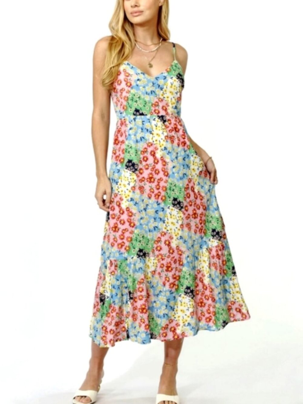 Greylin Samantha Floral Collage Patchwork Dress Size Small